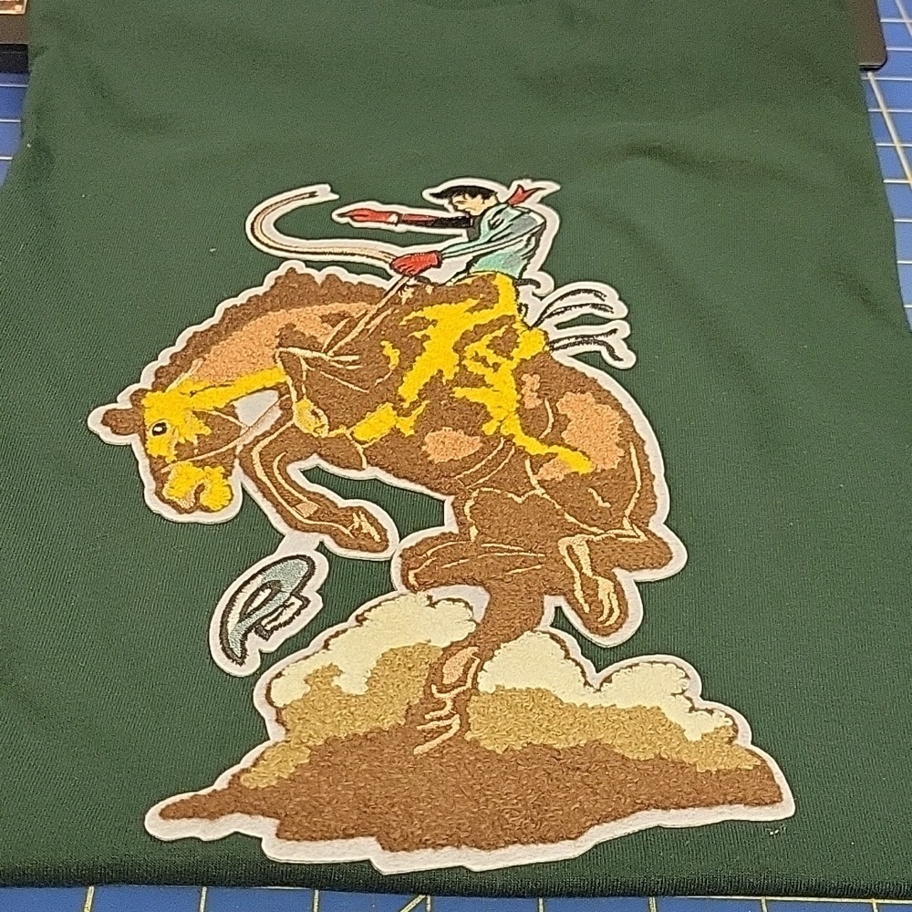 Rodeo Rider Chenille Dark Green 2XL T-Shirt Short Sleeve 100% Cotton - Picture 1 of 3